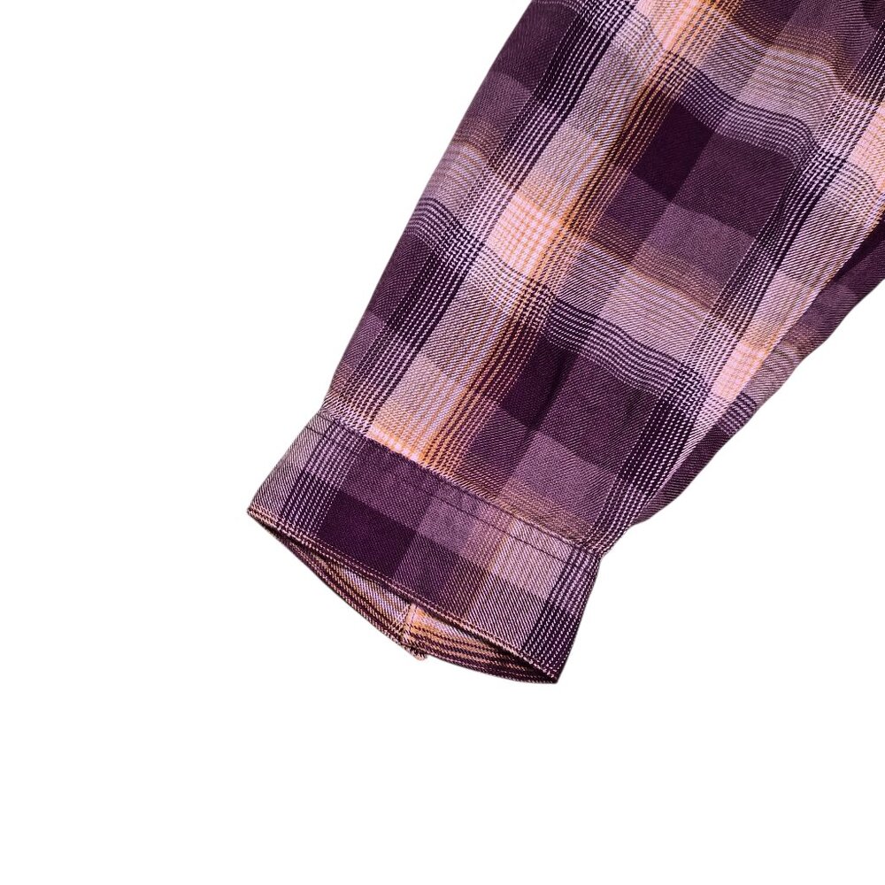 Terra & Sky Women's Plus Button Down Shirt Plaid Long Sleeve Size 1X, 2X Purple - Picture 10 of 12